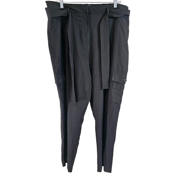 Calvin Klein Pants - Calvin Klein Wide Leg Polyester Blend Black Cargo Pants Size L